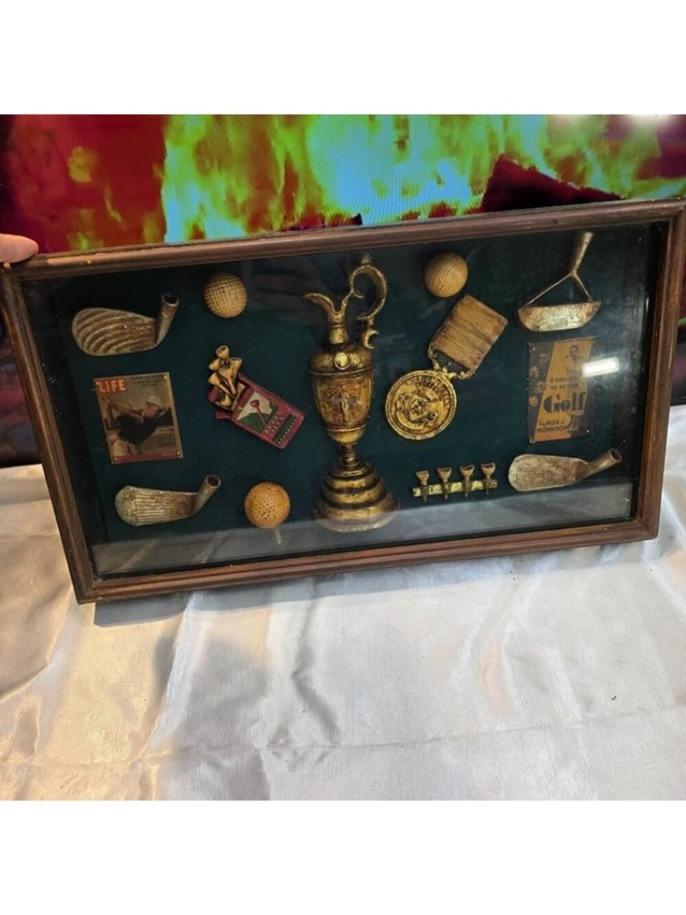 Vintage Style Golf Shadow Box Display Case 20x11